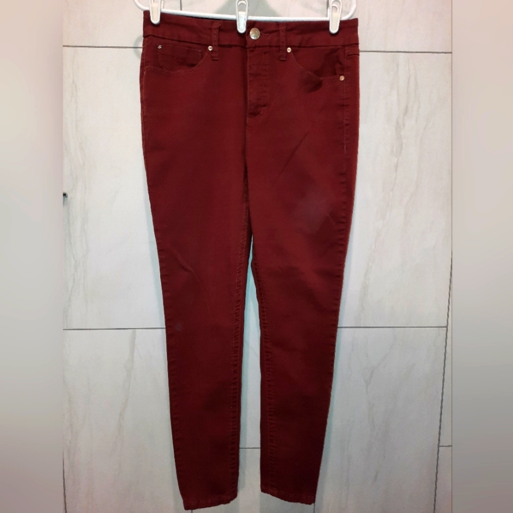 Seven7 High Rise Tummyless Slimming Brick Red Skinny Jeans size 12 EUC